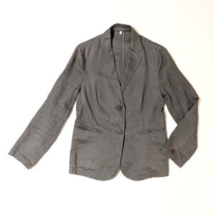 Muji Japan Women's 100% Linen Blazer - Solid Gray / Grey - Small